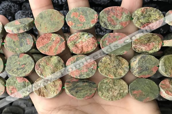 CNG3707 15.5 inches 15*20mm oval rough unakite gemstone beads