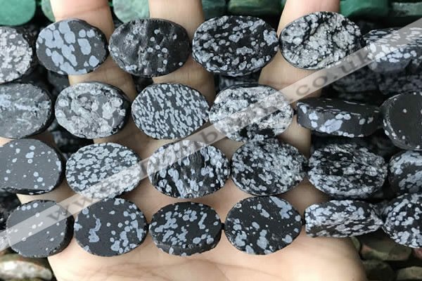 CNG3710 15.5 inches 15*20mm oval rough snowflake obsidian beads