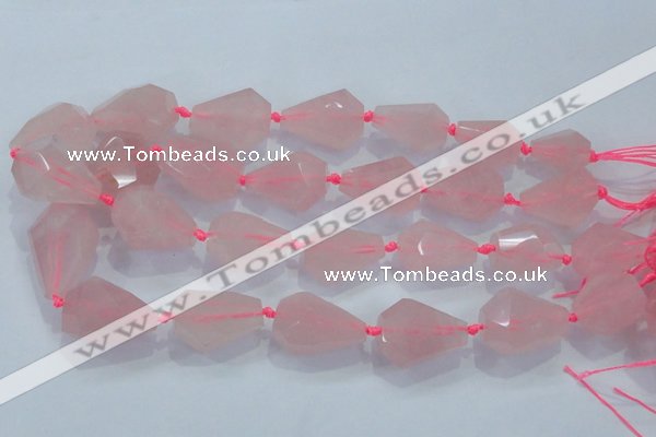 CNG384 15.5 inches 15*20mm – 25*30mm faceted nuggets rose quartz beads