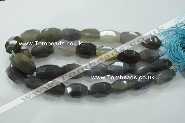 CNG394 15.5 inches 16*26mm faceted nuggets grey agate beads