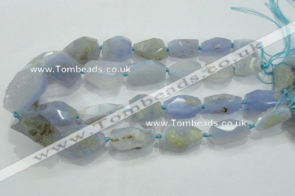 CNG404 15.5 inches 15*20mm - 18*30mm faceted nuggets blue chalcedony beads