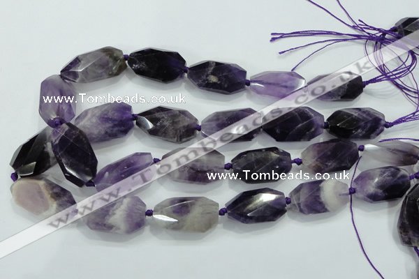 CNG482 15.5 inches 20*30mm twisted & faceted nuggets amethyst beads