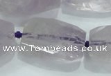 CNG489 15 inches 22*32mm twisted & faceted nuggets amethyst beads