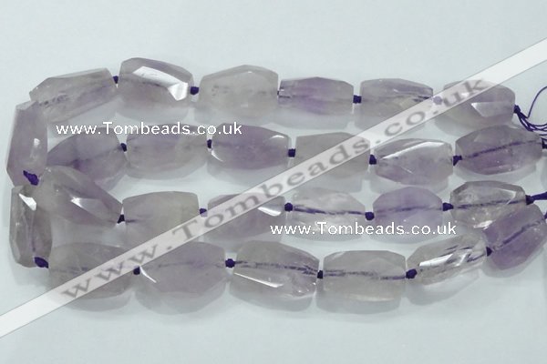 CNG489 15 inches 22*32mm twisted & faceted nuggets amethyst beads