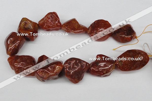 CNG49 15.5 inches 28*32mm nuggets red agate gemstone beads