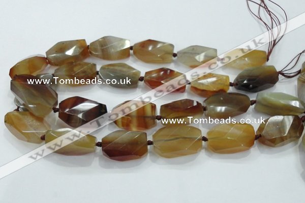 CNG490 15 inches 18*32mm twisted & faceted nuggets agate beads