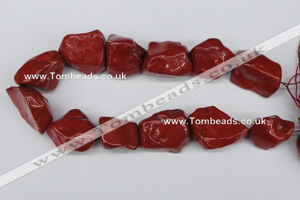 CNG50 15.5 inches 25*35mm nuggets red jasper gemstone beads