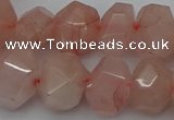 CNG5005 15.5 inches 12*16mm - 15*20mm faceted nuggets rose quartz beads