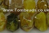 CNG5095 13*18mm - 15*20mm faceted nuggets yellow & green opal beads