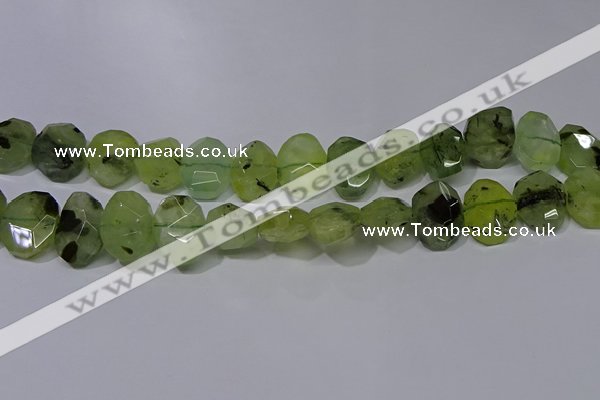 CNG5135 15*18mm - 15*20mm faceted freeform green rutilated quartz beads