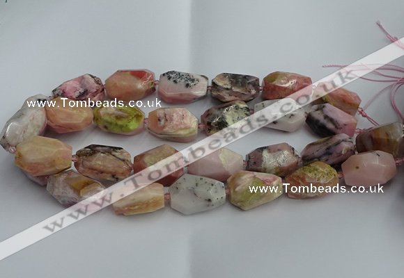 CNG5206 13*18mm - 15*25mm faceted nuggets pink opal gemstone beads