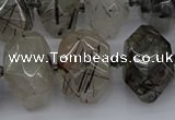 CNG5224 13*18mm - 15*25mm faceted nuggets black rutilated quartz beads