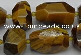 CNG5238 13*18mm - 18*30mm faceted nuggets yellow tiger eye beads