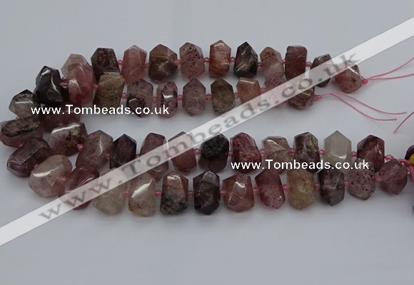 CNG5274 12*16mm - 15*20mm faceted nuggets strawberry quartz beads