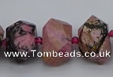 CNG5326 15.5 inches 12*16mm - 15*20mm faceted nuggets rhodonite beads