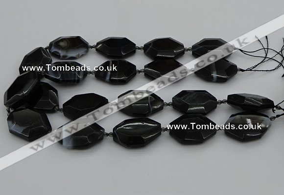 CNG5350 15.5 inches 25*35mm - 30*40mm faceted freeform agate beads