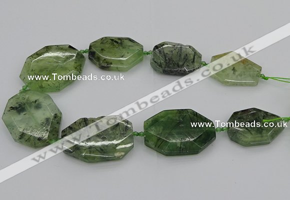 CNG5359 20*30mm - 35*45mm faceted freeform green rutilated quartz beads