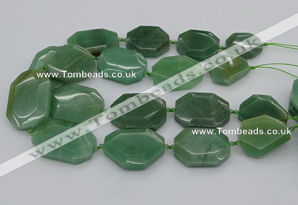 CNG5361 20*30mm - 35*45mm faceted freeform green aventurine beads