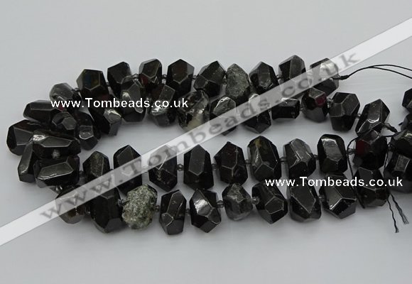 CNG5368 12*16mm - 15*20mm faceted nuggets black tourmaline beads