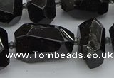 CNG5373 12*16mm - 18*25mm faceted nuggets black tourmaline beads