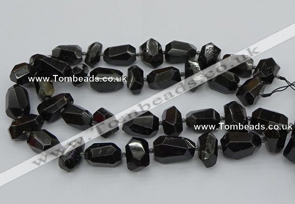 CNG5373 12*16mm - 18*25mm faceted nuggets black tourmaline beads