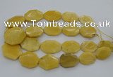 CNG5405 15.5 inches 20*30mm - 35*45mm faceted freeform yellow jade beads