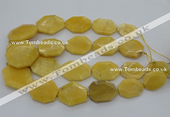 CNG5405 15.5 inches 20*30mm - 35*45mm faceted freeform yellow jade beads