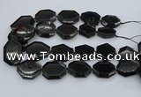 CNG5407 20*30mm - 35*45mm faceted freeform black tourmaline beads