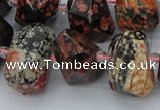 CNG5415 12*16mm - 15*20mm faceted nuggets red snowflake obsidian beads