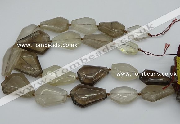 CNG5420 20*30mm - 35*45mm faceted freeform smoky quartz beads