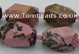 CNG5421 15.5 inches 12*16mm - 15*25mm faceted nuggets rhodonite beads