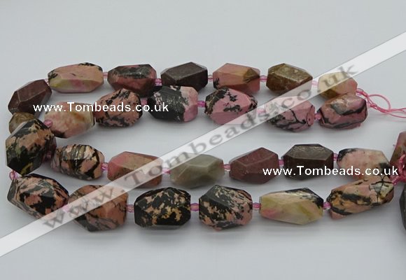 CNG5421 15.5 inches 12*16mm - 15*25mm faceted nuggets rhodonite beads