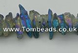 CNG5467 15.5 inches 6*10mm - 8*20mm nuggets plated quartz beads