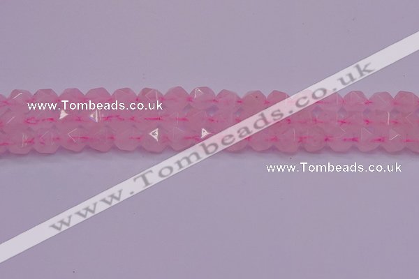 CNG5483 15.5 inches 10mm faceted nuggets rose quartz beads
