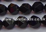 CNG5504 15.5 inches 12mm faceted nuggets black agate beads