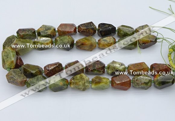 CNG5511 12*16mm - 15*25mm faceted nuggets green garnet beads