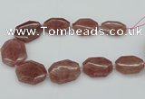 CNG5515 20*30mm - 35*45mm faceted freeform strawberry quartz beads