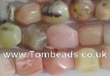 CNG556 15.5 inches 8*10mm nuggets pink opal gemstone beads