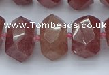 CNG5584 12*16mm - 15*20mm faceted nuggets strawberry quartz beads