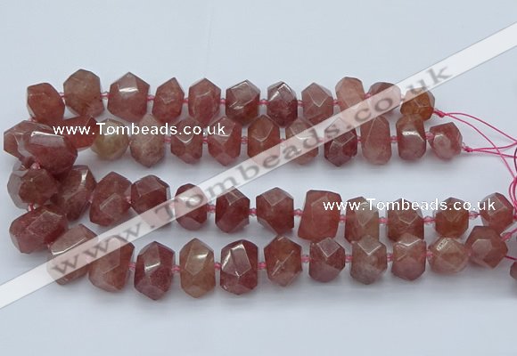 CNG5584 12*16mm - 15*20mm faceted nuggets strawberry quartz beads