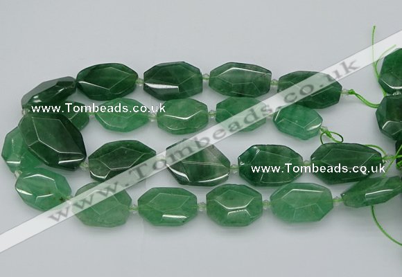 CNG5595 20*25mm - 25*35mm faceted freeform green strawberry quartz beads