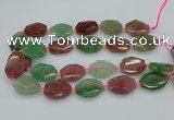 CNG5596 20*25mm - 25*35mm faceted freeform mixed strawberry quartz beads