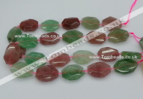 CNG5596 20*25mm - 25*35mm faceted freeform mixed strawberry quartz beads