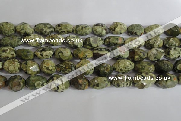 CNG560 15.5 inches 14*20mm faceted nuggets rhyolite gemstone beads