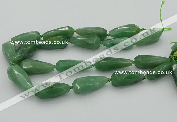 CNG5615 15*35mm - 18*45mm faceted teardrop green aventurine beads