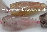 CNG5632 15*35mm - 18*45mm faceted teardrop strawberry quartz beads