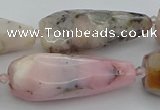 CNG5634 15.5 inches 15*35mm - 18*45mm faceted teardrop pink opal beads