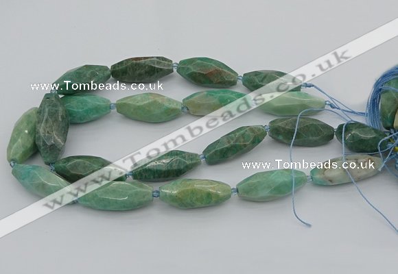 CNG5639 15.5 inches 15*35mm - 18*40mm faceted rice amazonite beads