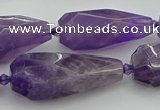 CNG5652 15.5 inches 15*35mm - 18*45mm faceted teardrop amethyst beads