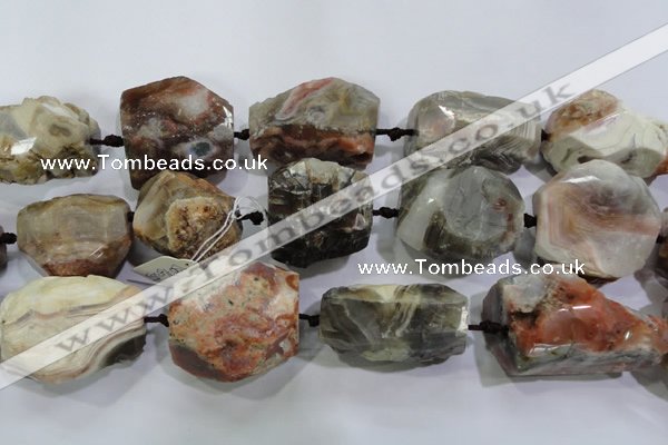 CNG568 20*30mm - 25*40mm faceted nuggets botswana agate beads